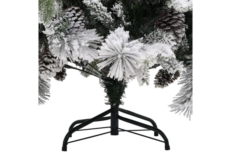 Juletre med flokket snø og kongler 195 cm PVC og PE - Plastjuletre