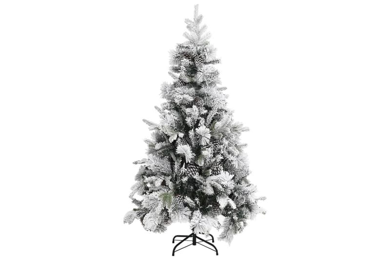 Juletre med flokket snø og kongler 195 cm PVC og PE - Plastjuletre