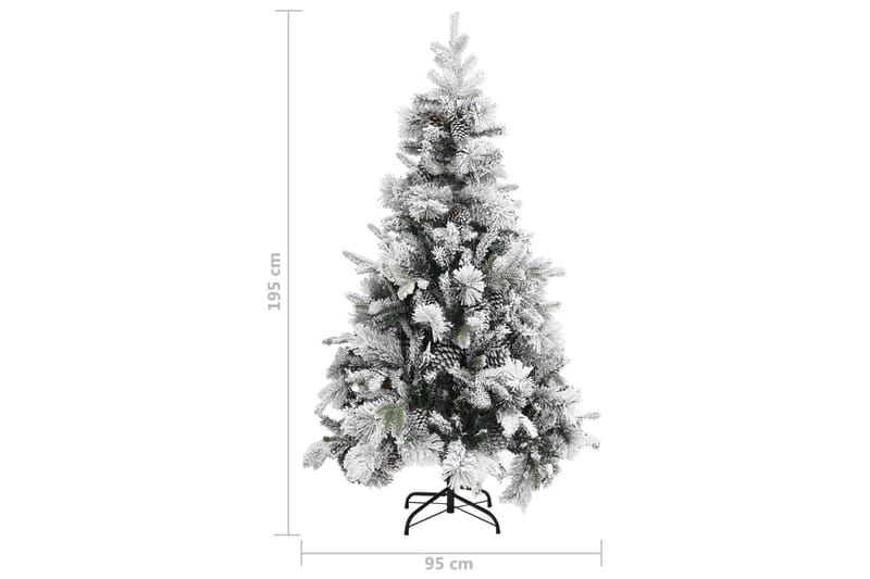 Juletre med flokket snø og kongler 195 cm PVC og PE - Innredning - Julepynt & helgedekorasjon - Julepynt & juledekorasjon - Plastjuletre
