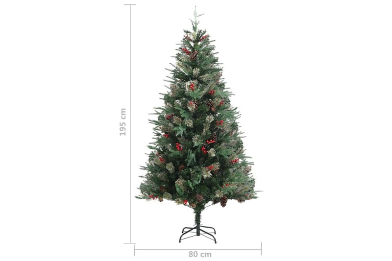 Juletre med kongler grønn 195 cm PVC og PE - Plastjuletre