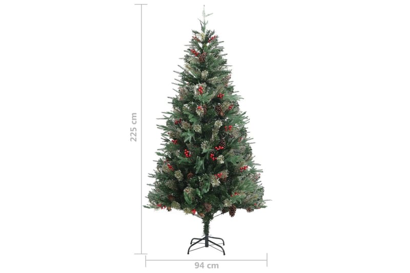 Juletre med kongler grønn 225 cm PVC og PE - Plastjuletre