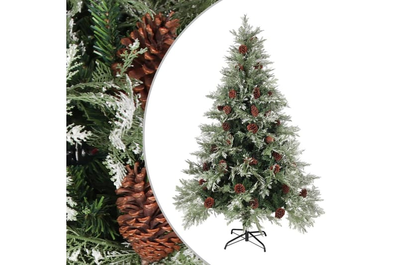 Juletre med kongler grønn og hvit 150 cm PVC og PE - Innredning - Julepynt & helgedekorasjon - Julepynt & juledekorasjon - Plastjuletre