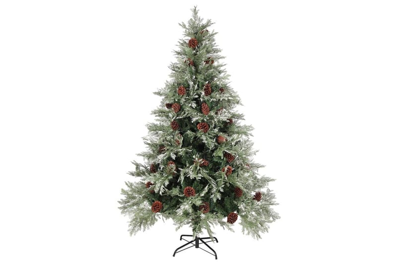 Juletre med kongler grønn og hvit 150 cm PVC og PE - Innredning - Julepynt & helgedekorasjon - Julepynt & juledekorasjon - Plastjuletre