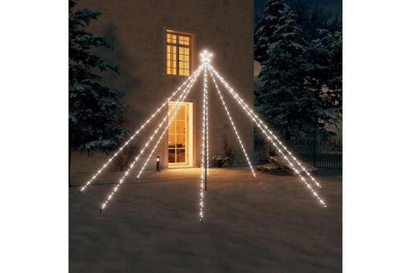 juletrelys innendørs utendørs 576 LED kaldt hvitt 3,6 m - Hvit - Plastjuletre