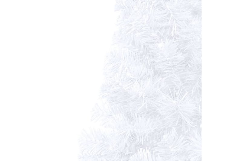 Kunstig juletre halvt med lysdioder og kuler 210 cm hvit - Plastjuletre
