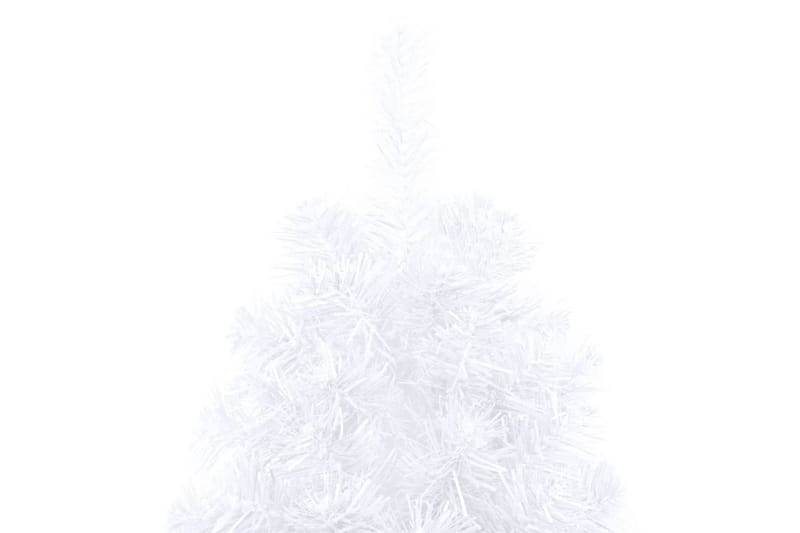 Kunstig juletre halvt med lysdioder og kuler 210 cm hvit - Plastjuletre