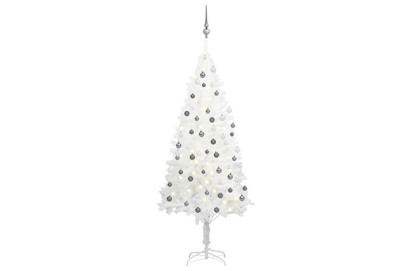 Kunstig juletre med LED og kulesett 180 cm hvit - Innredning - Julepynt & helgedekorasjon - Julepynt & juledekorasjon - Plastjuletre