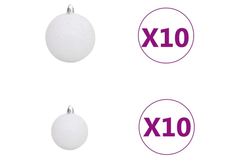 Kunstig juletre med LED og kulesett 210 cm hvit PVC - Plastjuletre