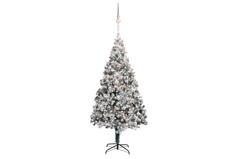 Kunstig juletre med LED og kulesett og flokket snø 400 cm - Plastjuletre