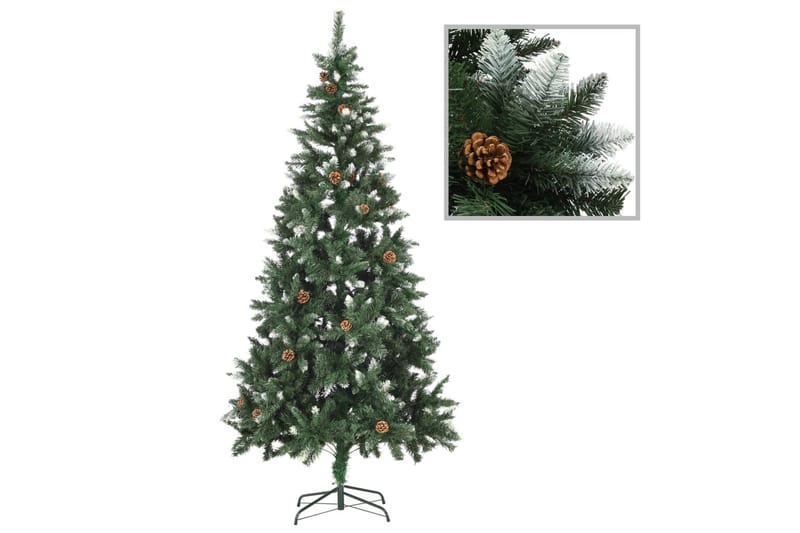 Kunstig juletre med LED og kulesett og kongler 210 cm - Plastjuletre