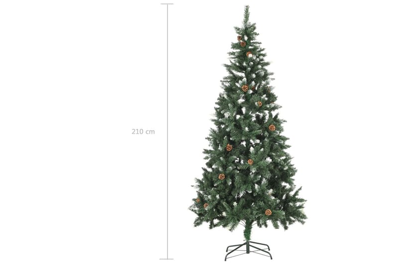 Kunstig juletre med LED og kulesett og kongler 210 cm - Plastjuletre