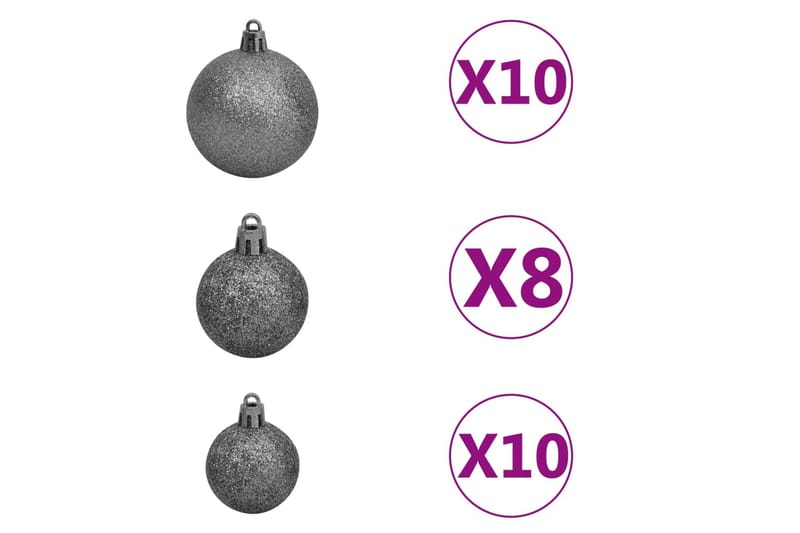 Kunstig juletre med LED og kulesett og kongler 210 cm - Innredning - Julepynt & helgedekorasjon - Julepynt & juledekorasjon - Plastjuletre