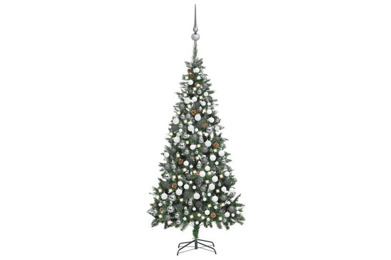 Kunstig juletre med LED og kulesett og kongler 210 cm - Innredning - Julepynt & helgedekorasjon - Julepynt & juledekorasjon - Plastjuletre