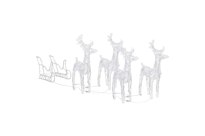 Reinsdyr og slede juledekorasjon 280x28x55 cm akryl - Blå - Julepynt & juledekorasjon