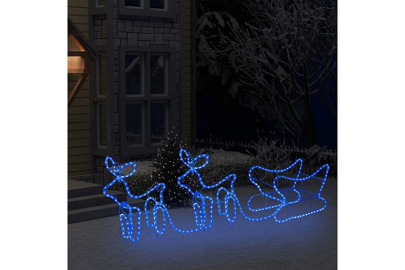 Reinsdyr og slede julepynt utendørs 576 lysdioder - Blå - Julepynt & juledekorasjon