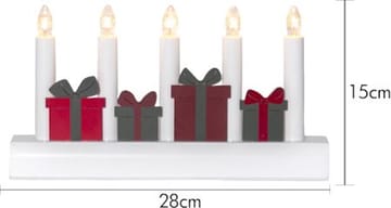Julia lysestake 28 cm - hvit med flerfargede julegaver - Innredning - Julepynt & helgedekorasjon - Julepynt & juledekorasjon