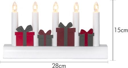Julia lysestake 28 cm - hvit med flerfargede julegaver - Innredning - Julepynt & helgedekorasjon - Julepynt & juledekorasjon