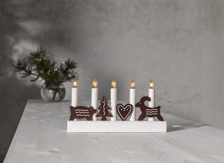 Julia lysestake 28 cm - hvit og brun - Innredning - Julepynt & helgedekorasjon - Julepynt & juledekorasjon