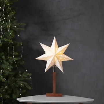 Karo Stjerne på fot 34 cm - Hvit og akasie - Innredning - Julepynt & helgedekorasjon - Julepynt & juledekorasjon