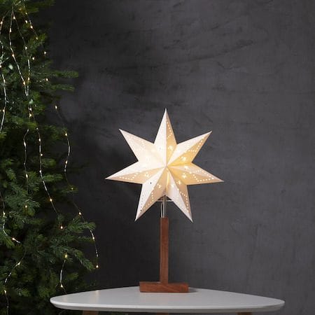 Karo Stjerne på fot 34 cm - Hvit og akasie - Innredning - Julepynt & helgedekorasjon - Julepynt & juledekorasjon