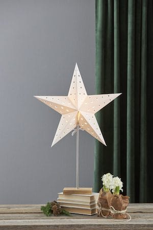 Leo fot, skjerm og stjerne 43 cm - hvit/eik - Innredning - Julepynt & helgedekorasjon - Julepynt & juledekorasjon