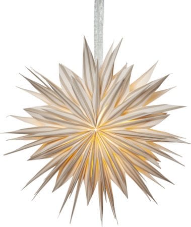 Print papirstjerne 60 cm - hvit med beige striper - Innredning - Julepynt & helgedekorasjon - Julepynt & juledekorasjon