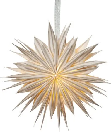 Print papirstjerne 60 cm, hvit med beige striper