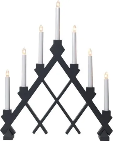 Rut lysestake 43 cm, grå