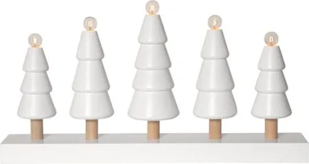 Skog lysestake 46 cm, hvit med ufargede stammer