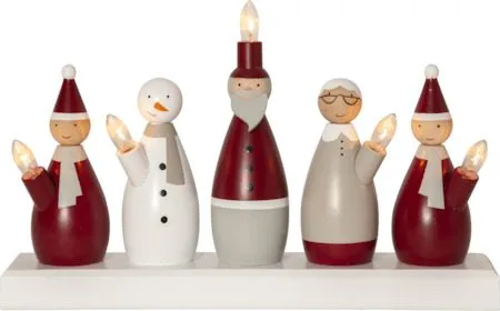 Tomtefamilj lysestake 33,5 cm, flerfarget