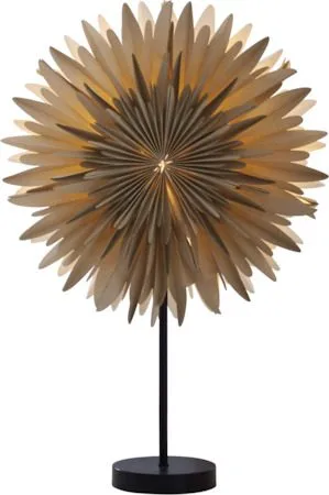 Winter Stjerne på fot 40 cm, beige med gullprikker/svart fot