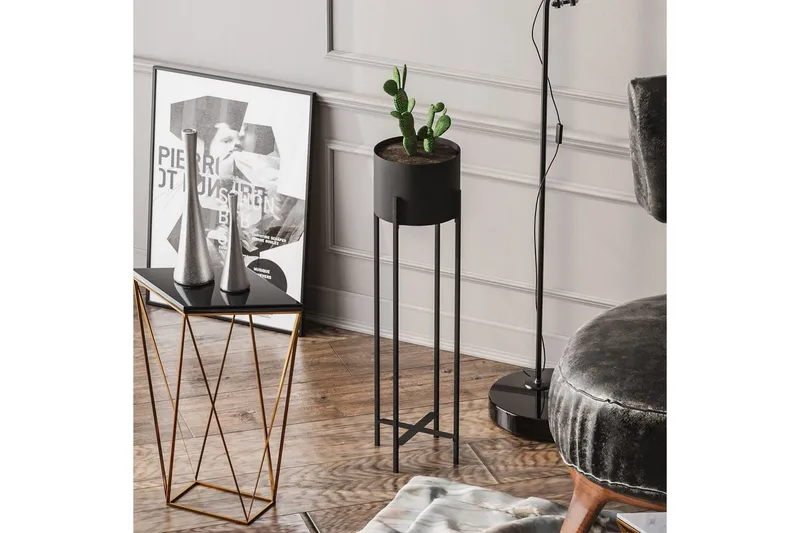 Dekorativ potte Mirven Svart 23 x 23 x 78 cm - 23 x 23 x 78 cm - Innredning - Krukker