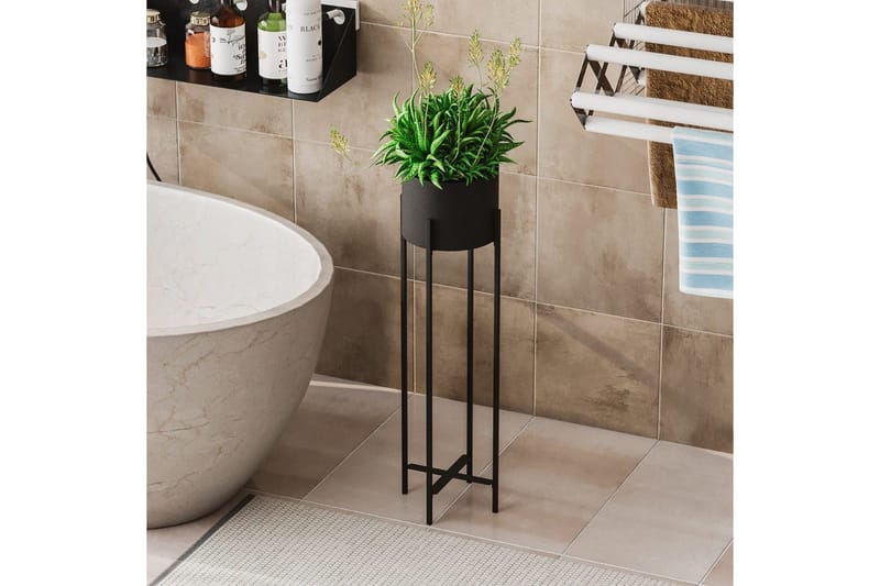 Dekorativ potte Mirven Svart 23 x 23 x 78 cm - 23 x 23 x 78 cm - Innredning - Krukker - Veggkrukke