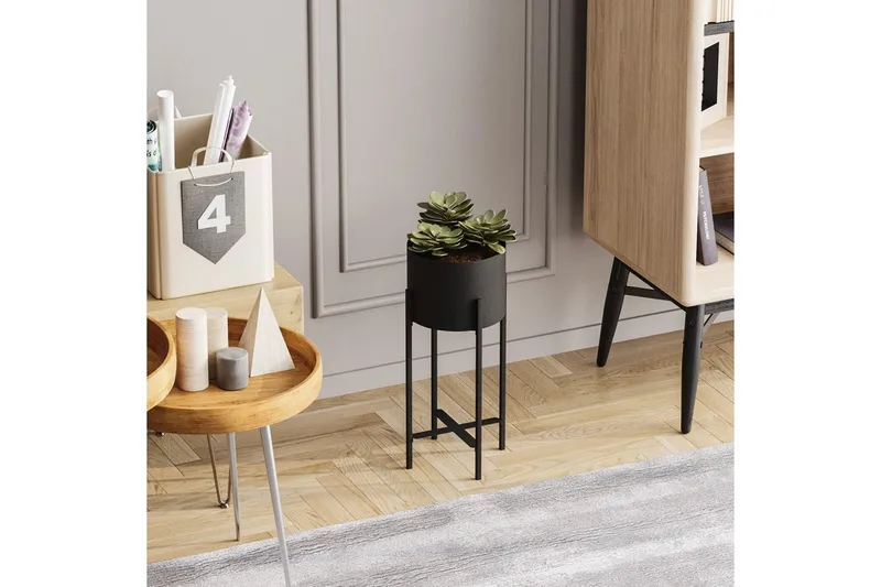 Dekorativ potte Mirven Svart 23 x 23 x 48 cm - 23 x 23 x 48 cm - Innredning - Krukker - Veggkrukke