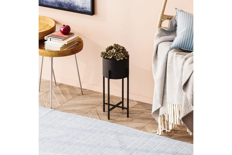 Dekorativ potte Mirven Svart 23 x 23 x 48 cm - 23 x 23 x 48 cm - Innredning - Krukker