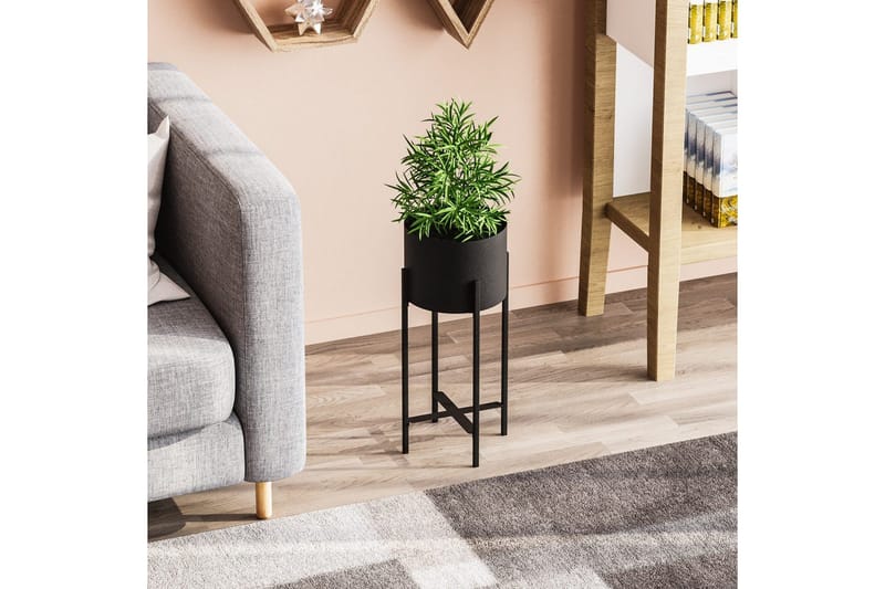 Dekorativ potte Mirven Svart 23 x 23 x 48 cm - 23 x 23 x 48 cm - Innredning - Krukker - Veggkrukke