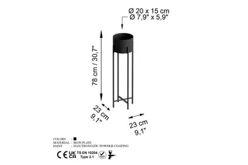 Dekorativ potte Mirven Svart 23 x 23 x 78 cm - 23 x 23 x 78 cm - Innredning - Krukker