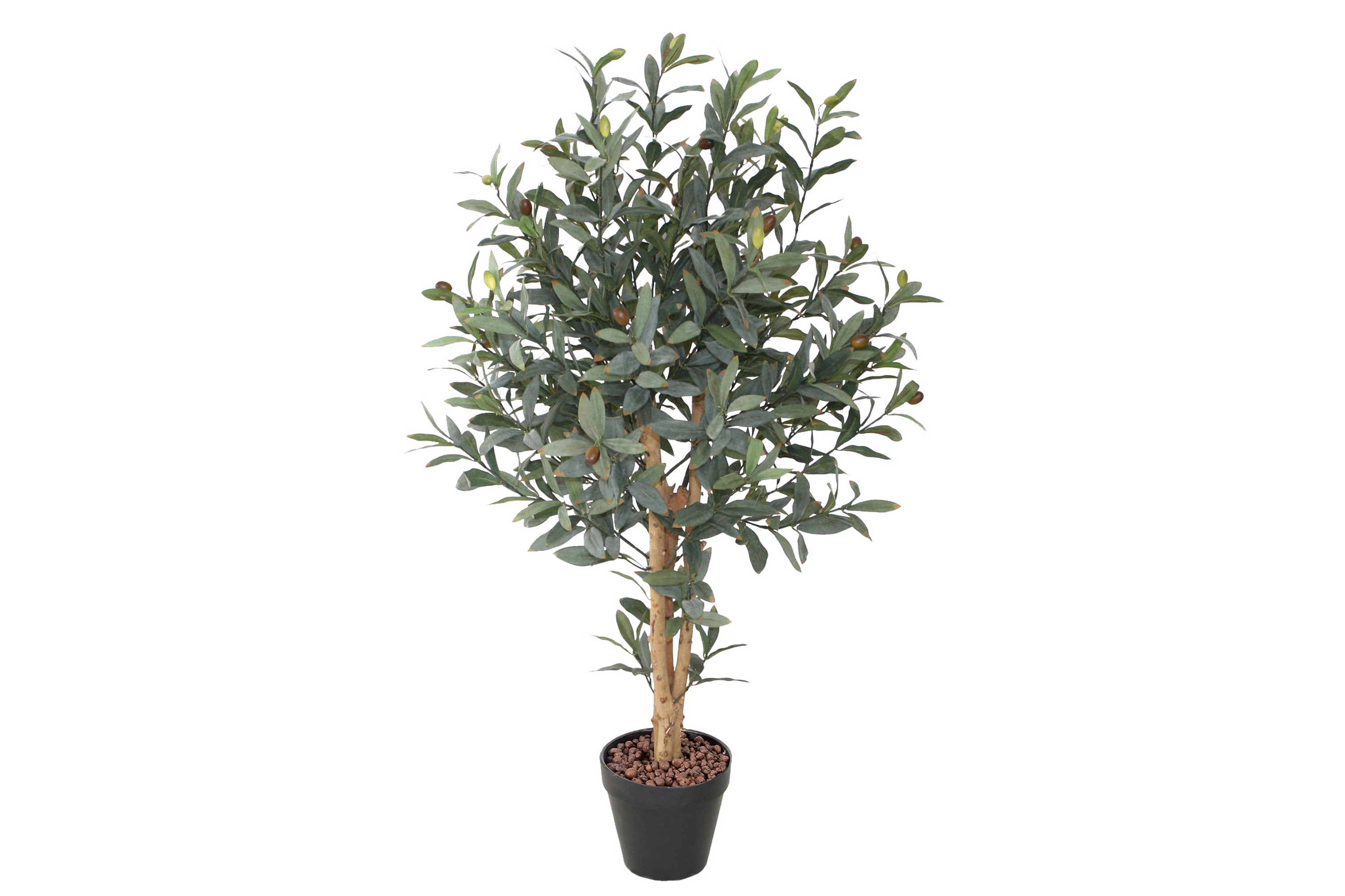 Grønn plante Oliven H90cm 2 grener svart krukke -