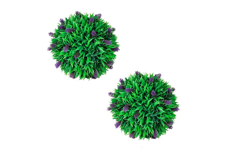 Kunstig buksbomball med lavendel sett med 2 stk 36 cm - Innredning - Kunstige planter