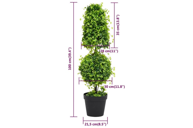 Kunstig buksbomplante med potte 100 cm grønn - grønn - Balkongblomster - Kunstige planter