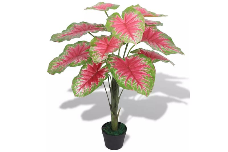 Kunstig caladiumplante med potte 70 cm grønn og rød - Innredning - Kunstige planter