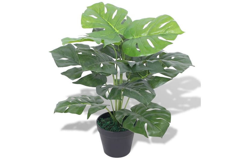 Kunstig vindusblad med potte 45 cm grønn - Balkongblomster - Kunstige planter