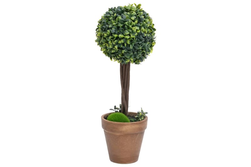 Kunstige buksbomplanter med potte 2 stk ballformet 41 cm grø - grønn - Innredning - Kunstige planter