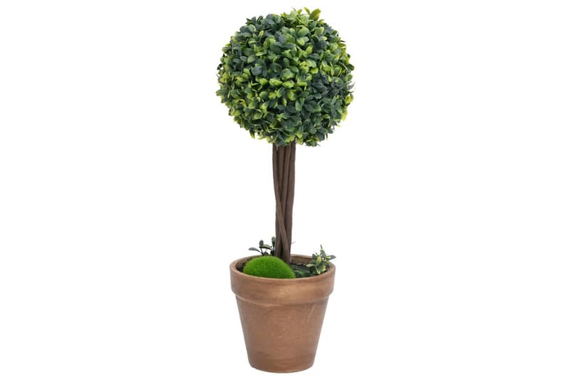 Kunstige buksbomplanter med potte 2 stk ballformet 41 cm grø - grønn - Balkongblomster - Kunstige planter