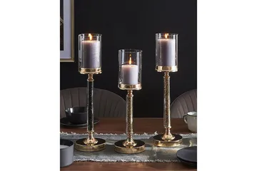 Ljusstake Beliani Abbeville Guld, 13x13x48 cm Black||GOLD - Innredning - Lys & dufter - Lysestaker og lykter - Kandelaber & lysestake bord