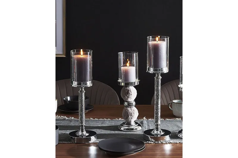 Ljusstake Beliani Abbeville Guld, 13x13x48 cm Silver - Innredning - Lys & dufter - Lysestaker og lykter - Kandelaber & lysestake bord