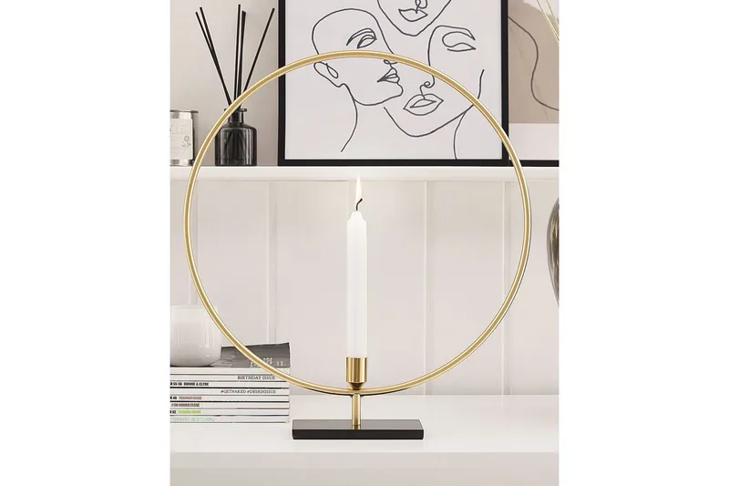 Ljusstake Beliani Seram GOLD||Black - Innredning - Lys & dufter - Lysestaker og lykter - Kandelaber & lysestake bord