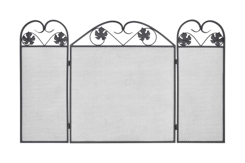Gnistfanger 3-panels jern svart - Tillbehør peiser