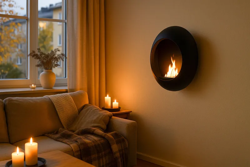 Corbo Liten Vegghengt Rund Etanolkamin 60x23x60 cm i Stål - Svart - Innredning - Peis - Peis uten pipe - Biopeis