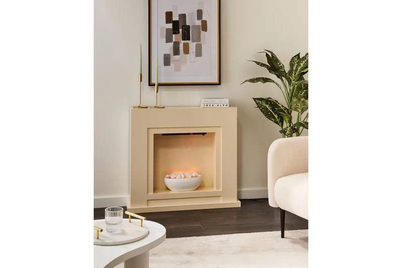 Elektrisk eldstad Beliani Sahara NO_BRAND Beige||White - Innredning - Peis - Peis uten pipe - El-peiser